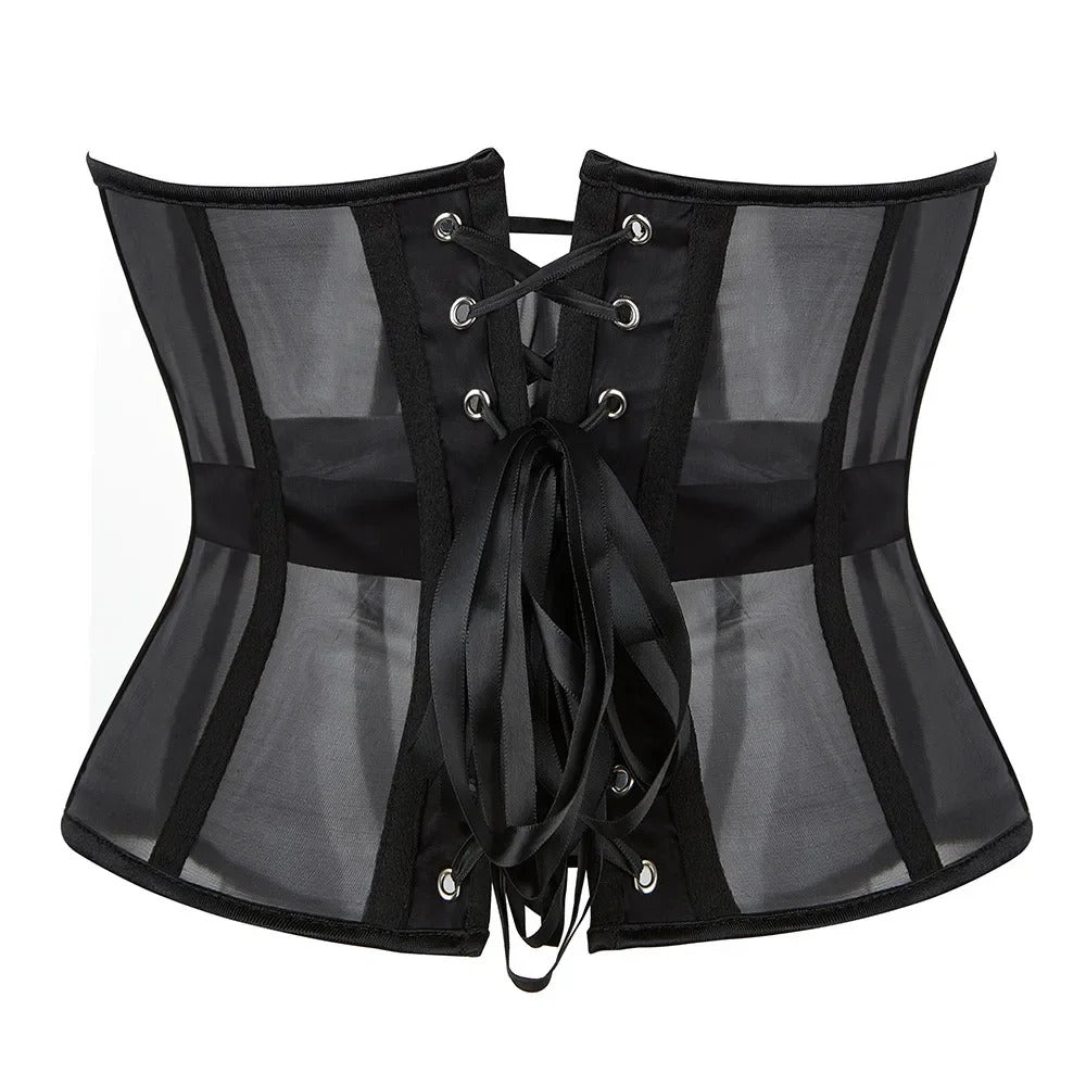 Snatched Factory Women Abdomen Tight Corset Crops Under Bust Bustiers Breathable Mesh ...